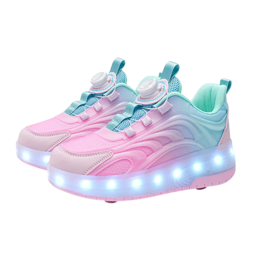 Dětské svítící boty s kolečky unisex LED podrážka Otočné utahování a poutko na patě Mezipodešev z EVA Pryžová podrážka Na hřiště