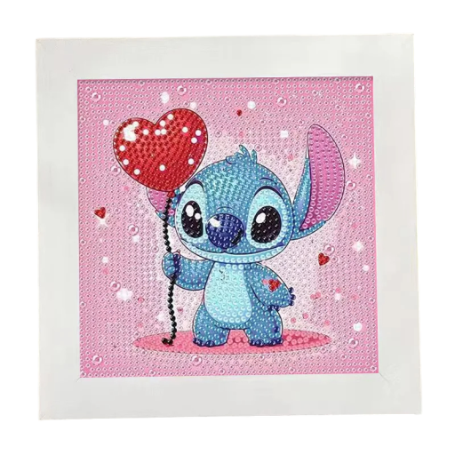 Detský 5D diamantový obraz 17x17 cm Motív Stitch Mini sada s rámčekom Roztomilý kreslený kryštálový obraz DIY Maľovanie kamienkami