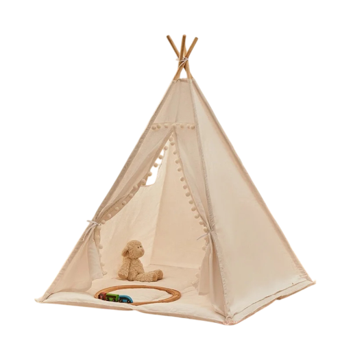 Detský herný stan teepee 100 x 100 x 135 cm Týpí pre deti Dievčenská herňa Prenosný stan pre interiér aj exteriér Domček pre hranie z tkaniny