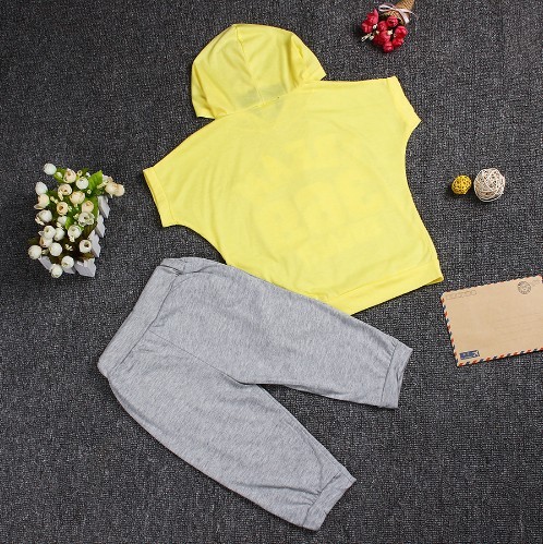 Detský letný set - tričko a nohavice - Žlto-šedý