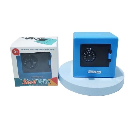 Dětský mini trezor s otočným číselníkem 8.8x8.8x4cm plastový kompaktní bezpečnostní schránka na mince úspory a drobnosti