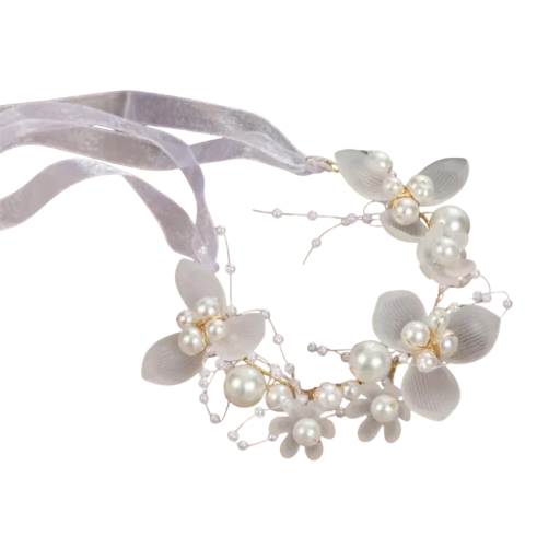 Detský náramok kvetinový 12 cm Elegantný vílí náramok Kovový náramok s perlami Princezná Detské narodeninové doplnky Módne prehliadky