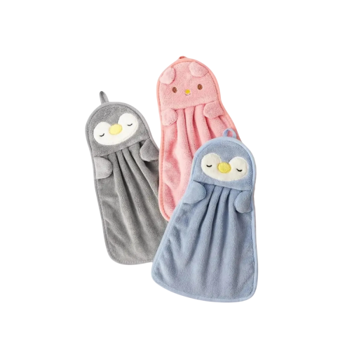 Detský uterák na ruky 34 x 16 cm Polyesterový kúpeľňový uterák s pútkom Roztomilý motív tučniaka pre deti