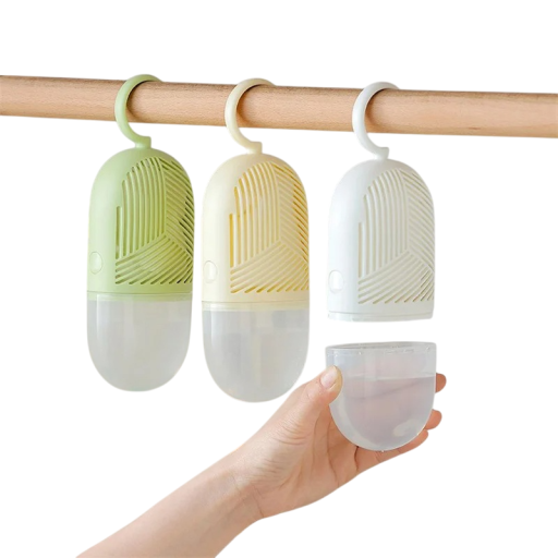 Deumidificatore da appendere 22 x 8 cm Scatola colorata con ricarica sostituibile e serbatoio per l'acqua Contro l'umidità e gli odori Senza elettricità