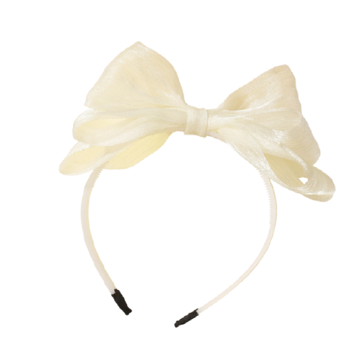 Diadema con gran lazo translúcido de 17,5 cm Diadema elegante de tul para el cabello Adorno para el cabello femenino y juvenil