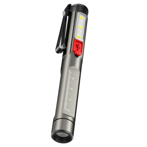Diagnostisk LED-lampa COB ficklampa uppladdningsbar med UV- och vitt ljus 5000K och klämma för medicinskt bruk