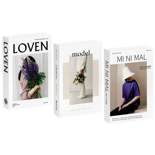 Διακοσμητικά ψεύτικα βιβλία LOVEN Μοντέλο Minimal μη ανοιγόμενες απομιμήσεις βιβλίων λευκή διακόσμηση για εσωτερικό χώρο σε ράφι βιβλιοθήκης ή τραπέζι