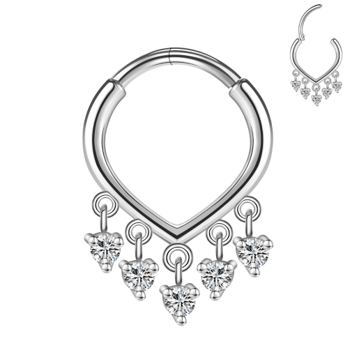 Diamant ronde zilveren piercing 10 x 1,2 mm van roestvrij staal met zilveren details voor dagelijks gebruik