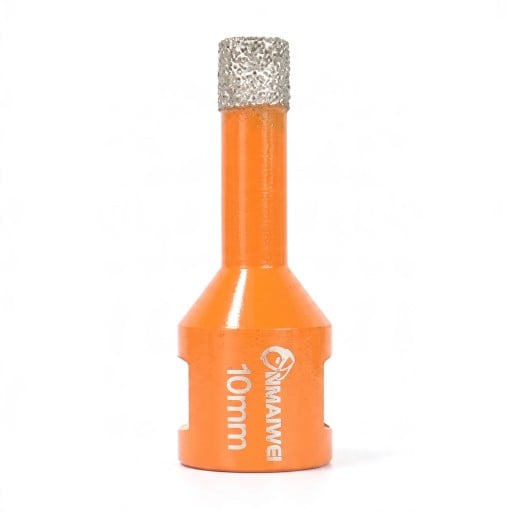 Diamantbohrer 10 mm mit M14 Gewinde für Winkelschleifer Vakuumgelöteter Diamant Orange Trockenbohren in Fliesen, Marmor, Granit und Glas