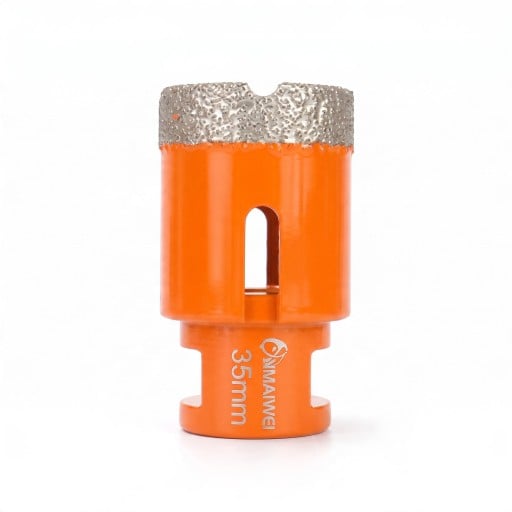 Diamantbohrkrone 35 mm mit M14 Gewinde für Winkelschleifer Vakuumgelöteter Diamant Orange Trockenbohren in Fliesen und Marmor