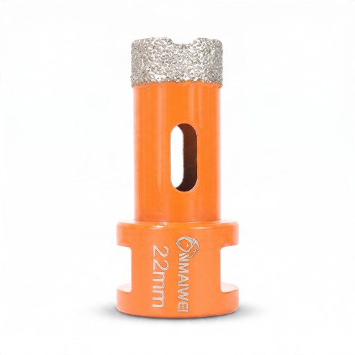 Diamantová vrtacia korunka 22 mm so závitom M14 pre uhlovú brúsku Vakuovo pájený diamant Oranžová Suché vŕtanie do dlažby a mramoru