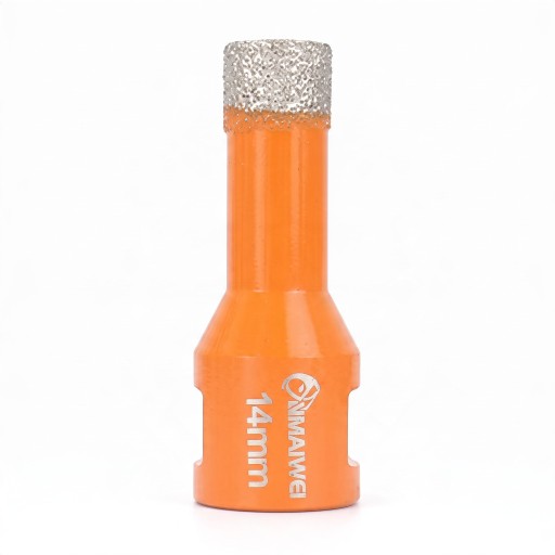 Diamantový vrták 14 mm so závitom M14 pre uhlovú brúsku Vakuovo pájený diamant Oranžová Suché vŕtanie do dlažby mramoru žuly a skla