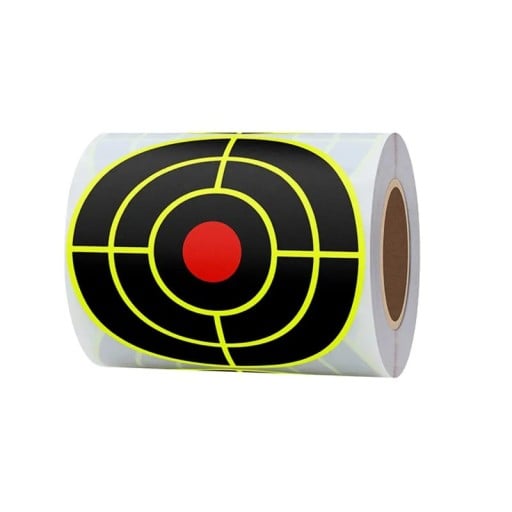 Dianas autoadhesivas reactivas de 3 pulgadas 7,60 cm 100 unidades en rollo Efecto salpicadura Color fosforescente amarillo Dianas para disparo