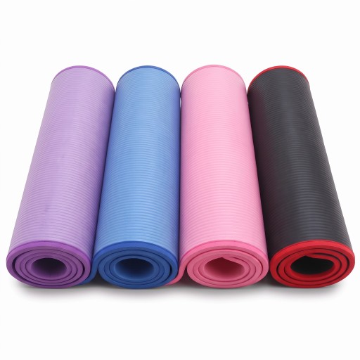 Dicke Trainingsmatte 183 x 61 cm, Dicke 10 mm mit geriffelter Oberfläche und umsäumten Kanten für Pilates, Yoga, Dehnen und Krafttraining