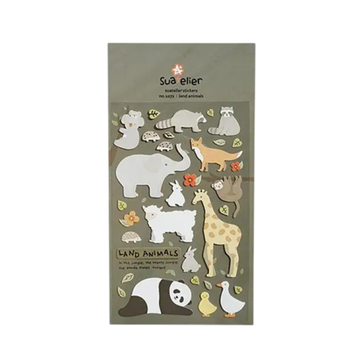 Dierenstickers 9,2x15 cm PVC groene decoratieve stickers met landdieren voor agenda scrapbook notitieboek album