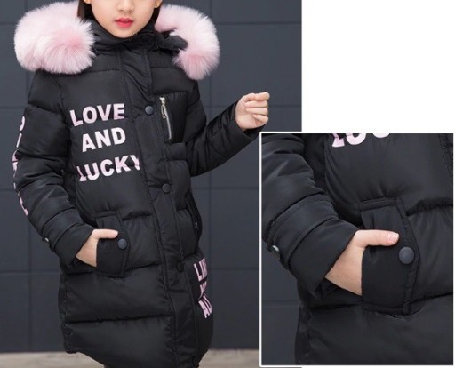 Dievčenská zimná bunda s kožúškom J1290