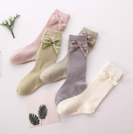 Dievčenské bavlnené ponožky s mašľou - 5 párov