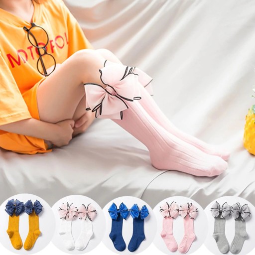 Dievčenské dlhé ponožky s mašľou