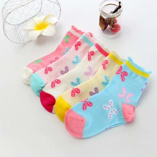Dievčenské ponožky s kvetinami - 5 párov