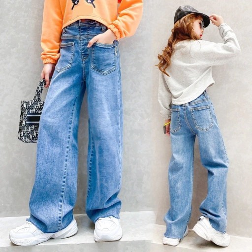 Dievčenské široké džínsy L2150