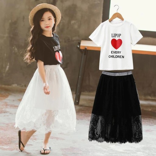 Dievčenské tričko a sukňa L1335