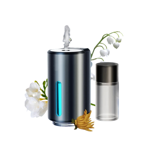 Difusor de aroma inteligente para carro 41×63×29 mm Aroma floral Óleo essencial Humidificador 3 modos Ambientador Perfume de interior