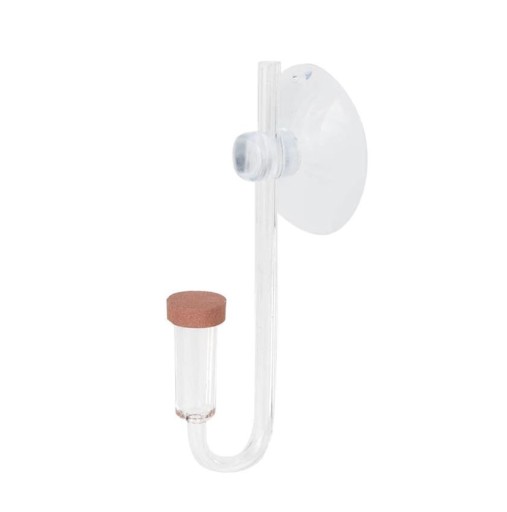Difusor de CO2 em acrílico para aquário com plantas Corpo transparente com placa castanha Bolhas finas Ventosa para a parede do aquário Tamanho aprox