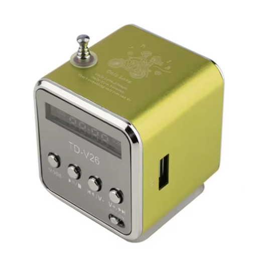 Difuzor radio FM digital portabil cu afișaj LCD, 3W, MP3 player, card TF, USB, mini receptor radio reîncărcabil, 600mAh, slot audio LED, 32GB