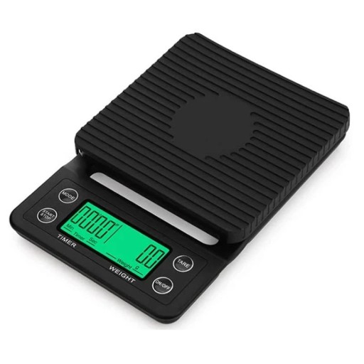 Digitaalinen keittiövaaka 3 kg 19,5 × 13 × 2,8 cm LCD-näyttö Ajastin Yksikkömuunnos Tarkka vaaka elintarvikkeille Virransyöttö 2× AAA