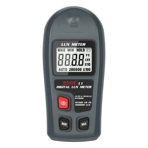 Digitaalinen luksimittari 0,1–200 000 luksia Tarkka taskuvalaistusmittari LCD-näytöllä Kädessä pidettävä valaistusmittari Valon testauslaite