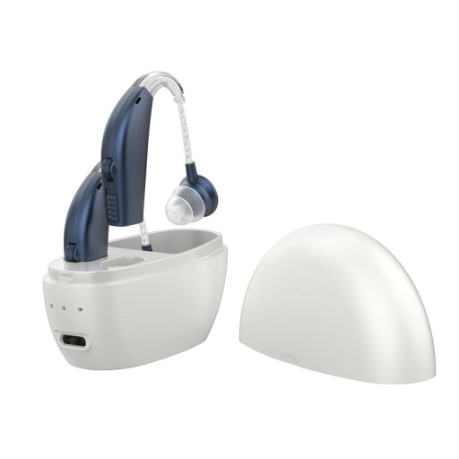 Digital Hearing Aid Portable Sound Amplifier Wireless Hearing Aid with White Case and Replacement Earplugs Compact
