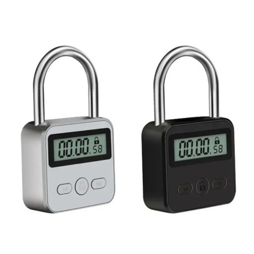 Digital Padlock with LCD Display 45 mm USB Rechargeable Black for Locking Lockers, Luggage and Personal Items