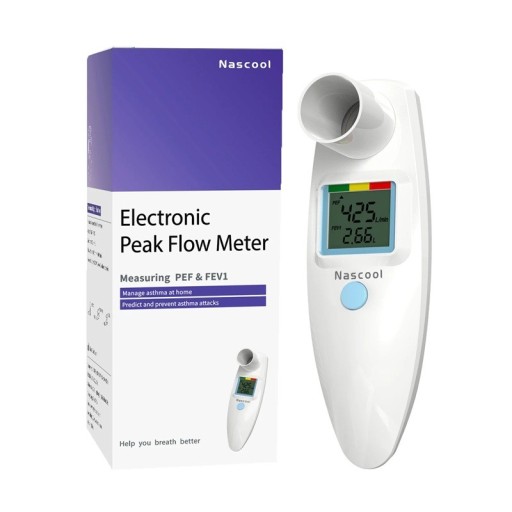 Digital spirometer med LCD-display för mätning av PEF och FEV1, tvättbar munstycke och rör, ePEF-app, vit för hemövervakning av andning