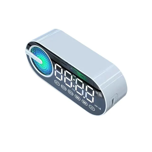 Digital vækkeur med Bluetooth-højttaler 5.0 RGB LED-belysning spejldisplay FM-radio USB TF TWS 3D-lyd 800mAh soveværelse kontor