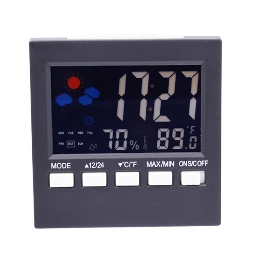 Digital Weather Station with Colour LCD Thermometer Hygrometer Alarm Clock Calendar Weather Forecast Units °C/°F Compact Size