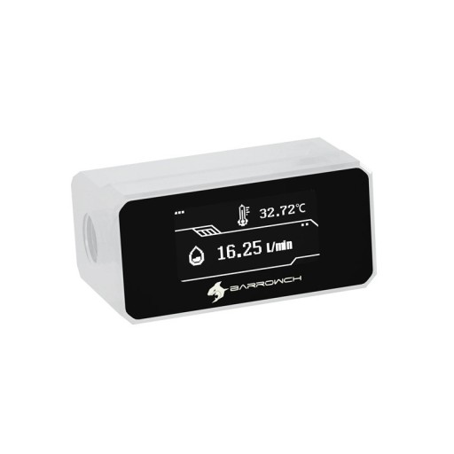 Digitaler Durchflussmesser für Wasserkühlung FBFT07 mit OLED-Display und Temperaturmessung G1/4 64 x 36 x 31,2 mm für PC in Echtzeit