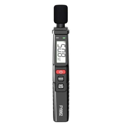Digitales Geräuschmessgerät, 30–130 dB, tragbarer Schallpegeltester mit A-Bewertung und LCD-Anzeige, Schnell- und Langsammodus, Dezibelmessgerät