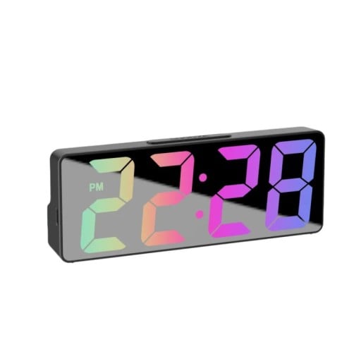 Digitális ébresztőóra színes kijelzővel 15,8 x 5,9 x 2,5 cm C típusú tápegység Kettős ébresztőóra Hőmérsékletkijelző Dátum Éjszakai üzemmód