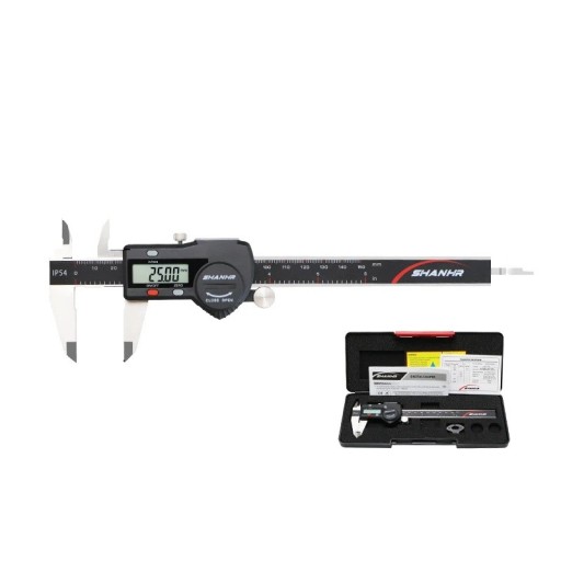 Digitální posuvné měřidlo 150 mm s přesností 0,02 mm krytím IP54 skleněnou měřicí mřížkou hloubkoměrem a datovým výstupem