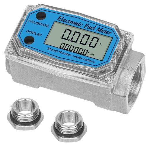 Digitální turbínový průtokoměr 1 palec s 3/4 adaptéry na vodu naftu a benzín 2,6-26 GPM 6 bar s LCD displejem hliníkový pro kapaliny