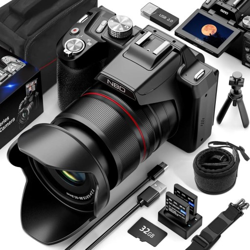 Digitálny fotoaparát 5K na vlogovanie s 16-násobným optickým zoomom otočným displejom o 180° WiFi ovládaním v aplikácii čierny