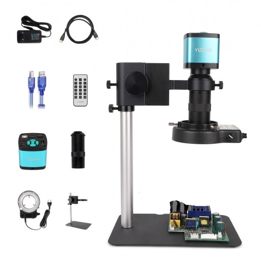 Digitálny mikroskop 4K 48 MP s tyrkysovou HDMI a USB kamerou 1080p 60 fps objektívom 1–130x a stojanom na opravy dosiek plošných spojov