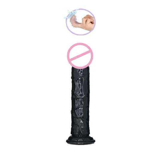 Dildo 17×3,5 cm com veias realistas e ventosa para prazer vaginal e anal em embalagem discreta