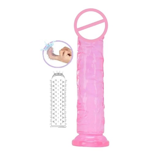 Dildo 19x4 cm con venature realistiche e ventosa per piacere vaginale e anale confezione discreta