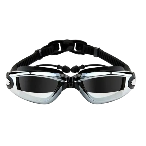 Dioptrische Schwimmbrille – 3,0 Dioptrien, Wasserbrille mit Ohrstöpseln, dioptrische Pool-Antibeschlagbrille