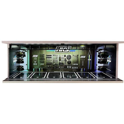 Diorama d'exposition garage pour modèles de voitures 30 x 13,5 x 10 cm Échelle 1:64 Atelier de tuning pour voitures de sport Scène de parc de service motorsport