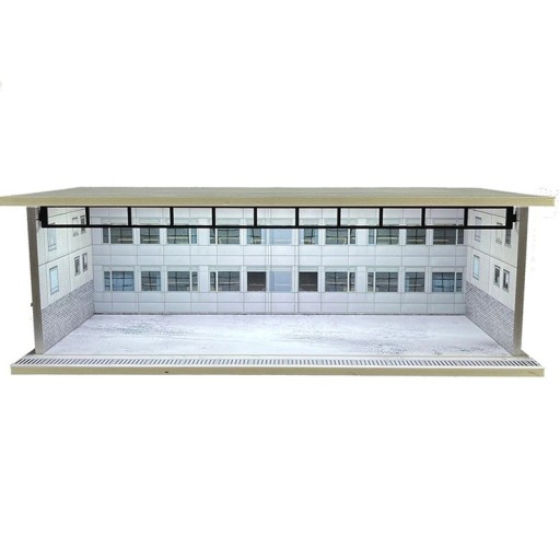 Diorama de expunere garaj pentru modele de mașini 30 x 13,5 x 10 cm Scara 1:64 Clădire albă cu feronerie Scenă de parcare PVC ABS vitrină model
