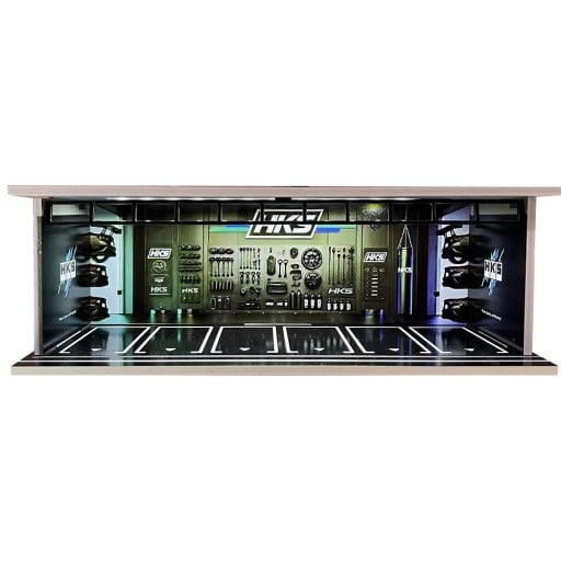 Diorama espositivo garage per modelli di auto 30 x 13,5 x 10 cm Scala 1:64 Officina di tuning per auto sportive Scena di parcheggio servizio