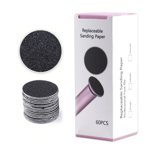 Discos abrasivos para pele calosa 80 grão 60 pcs Discos de substituição para lima eléctrica para pés Pedicure em casa Cuidado dos pés