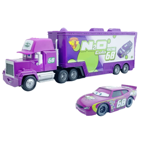 Disney Pixar Cars 2 3 Mack Hauler et Manny Flywheel Set Camion et voiture de course Jouets en métal Enfants Voitures Personnage du film
